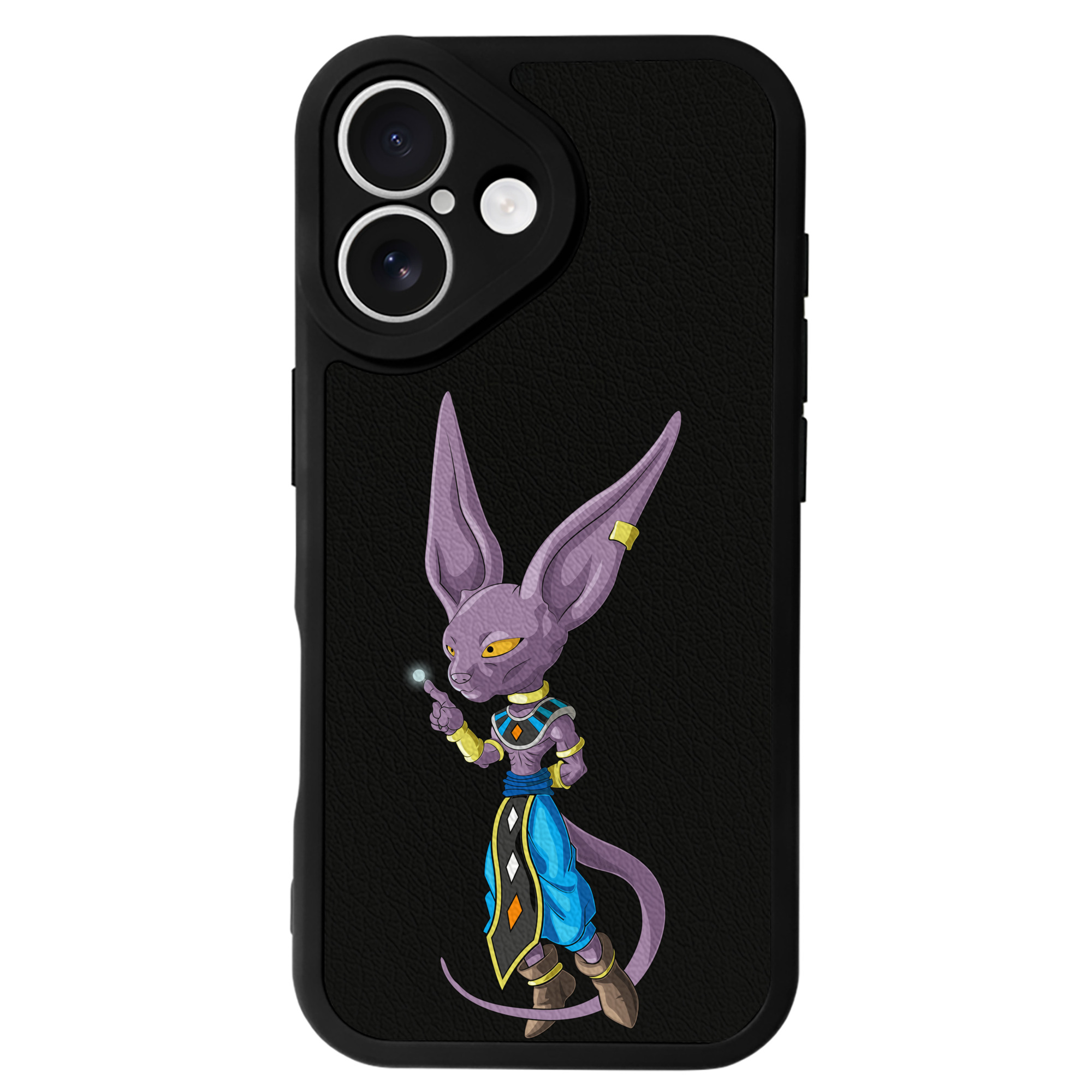 （画像用） ドラゴンボール ビルス 破壊神ビルス DRAGON BALL Beerus Birusu 【iPhone 16シリーズ対応】シリコンスマホケース（レザー調） 材質：シリコン